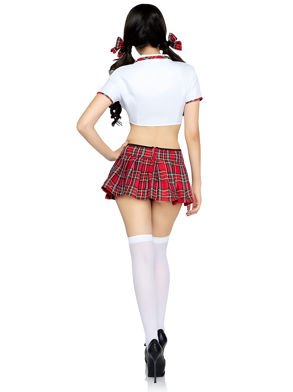 Sexy Plaid School Uniform Costume Set with Crop Top And Mini Skirt